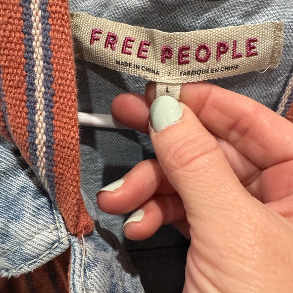 Free People Baja Mixed Media Hooded denim Jacket - Picture 10 of 11